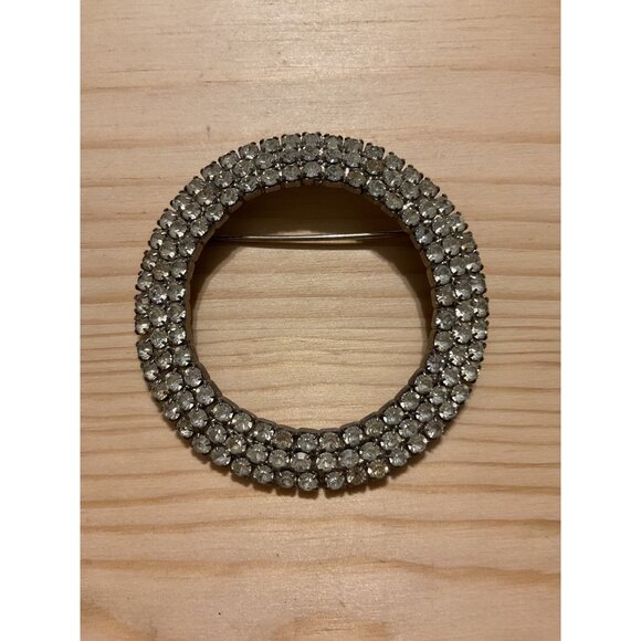 Vintage Rhinestone Circle Brooch Pin - Picture 1 of 4